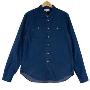 Madewell Button Up Shirt Size Medium Mens Long Sleeve Blue Small Dot‎ Print
